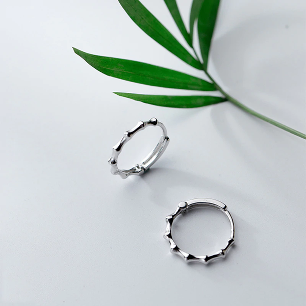 Ohrringe Creolen Bambus aus 925 Sterling Silber