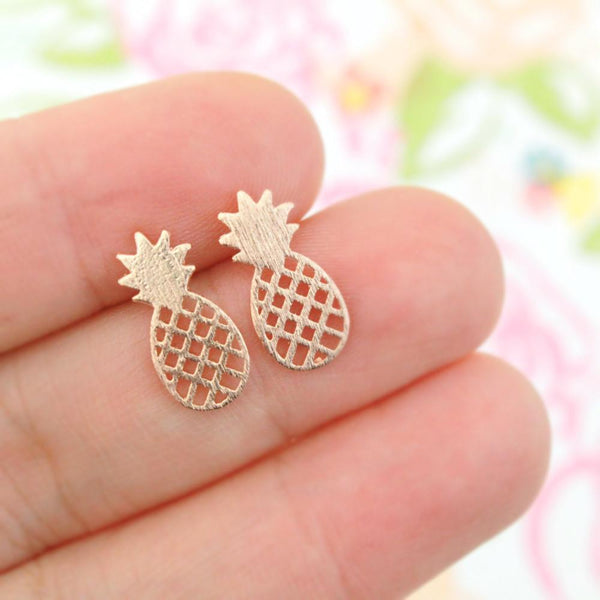 Ananas Ohrstecker minimalistisch 18k vergoldet