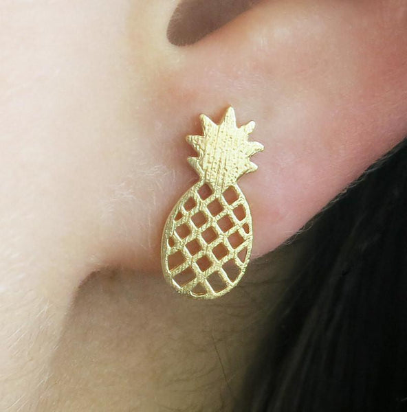 Ananas Ohrstecker minimalistisch 18k vergoldet
