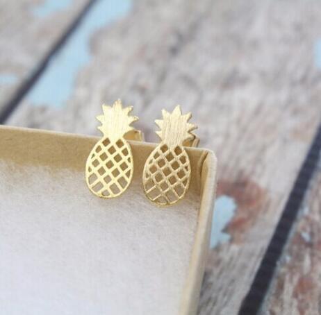 Ananas Ohrstecker minimalistisch 18k vergoldet