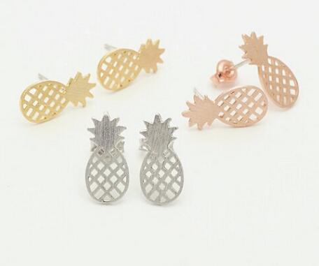 Ananas Ohrstecker rose vegoldet