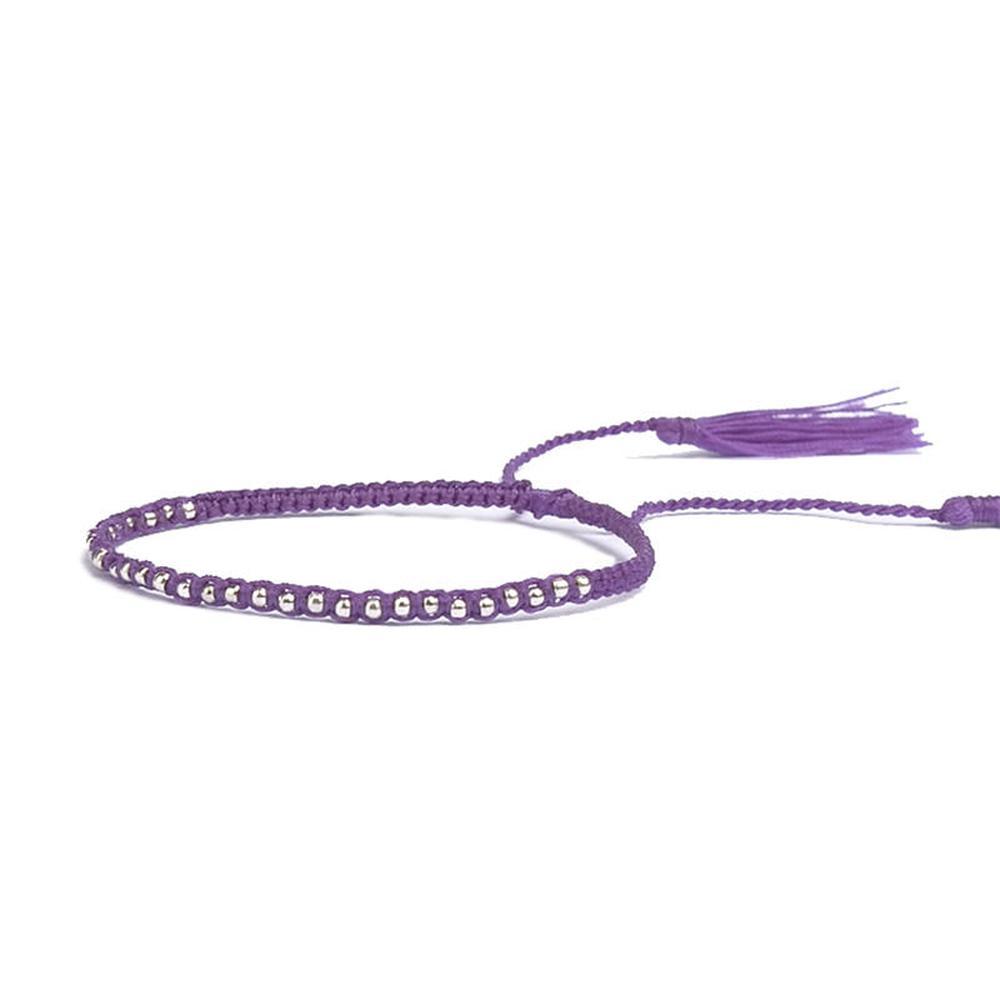Boheme Freundschaftsarmband Lila mit mini Quaste
