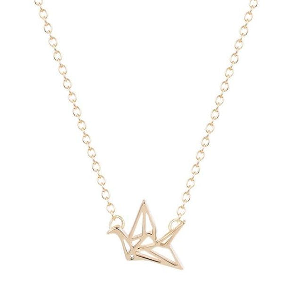 Halskette Origami Kranich 18k vergoldet