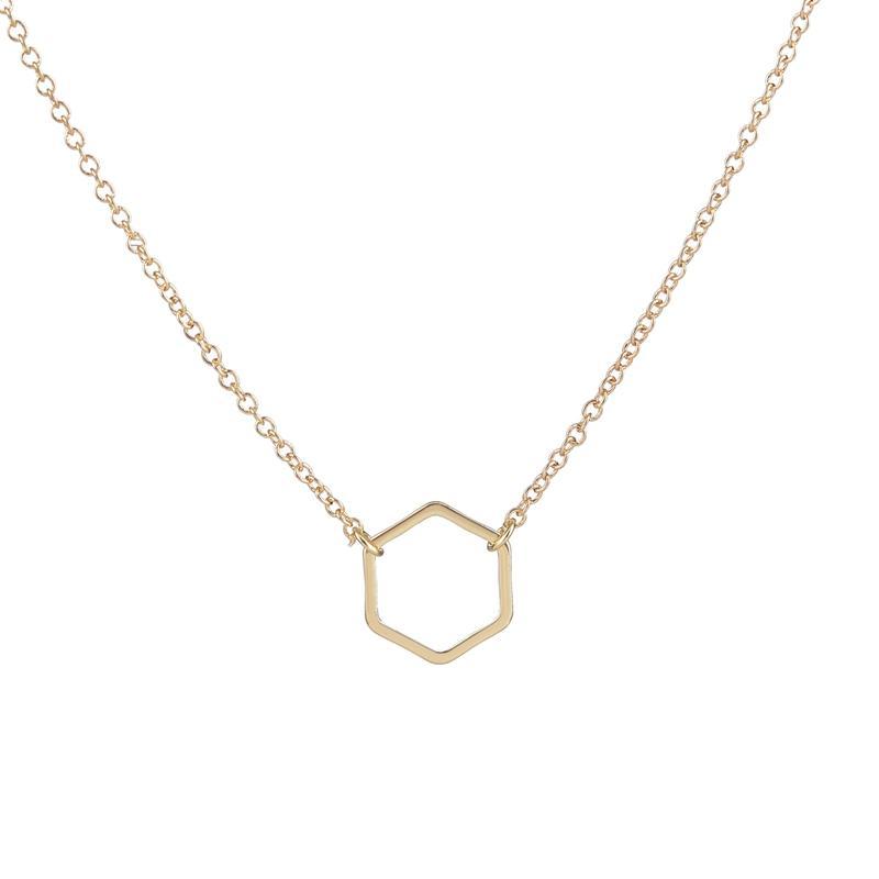Halskette Sechseck Hexagon 18k vergoldet