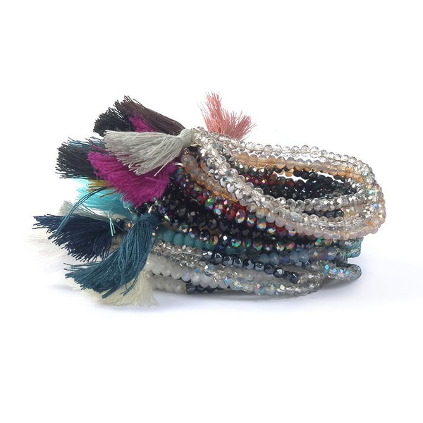 Handgefertigte Marine Glasperlen Armband Tassel