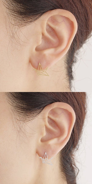 Ohrstecker Kranich Origami 18k vergoldet