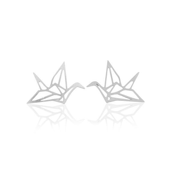 Ohrstecker Kranich Origami 925er versilbert