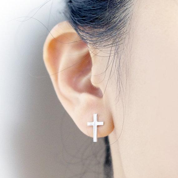 Ohrstecker Kreuz  925 versilbert