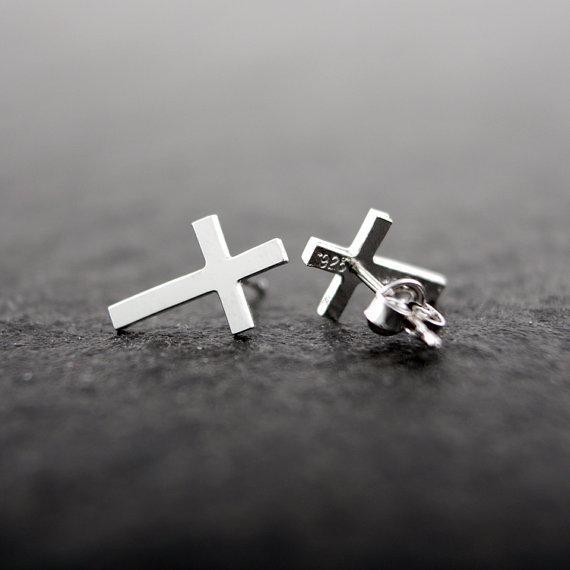 Ohrstecker Kreuz  925 versilbert