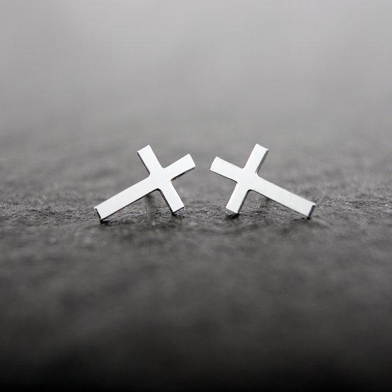 Ohrstecker Kreuz  925 versilbert