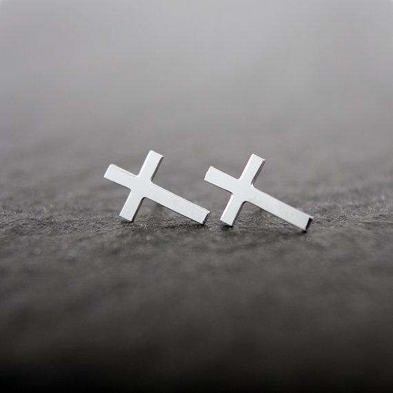 Ohrstecker Kreuz  925 versilbert
