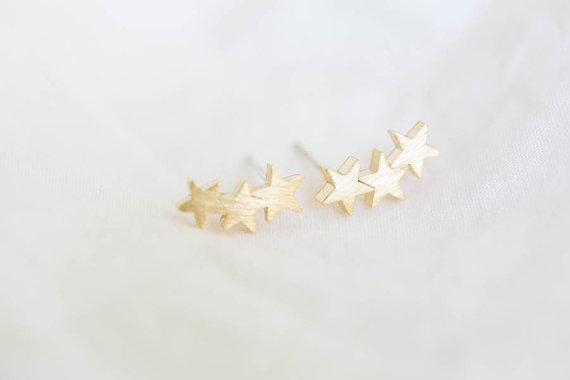 Ohrstecker Sterne 18k vergoldet