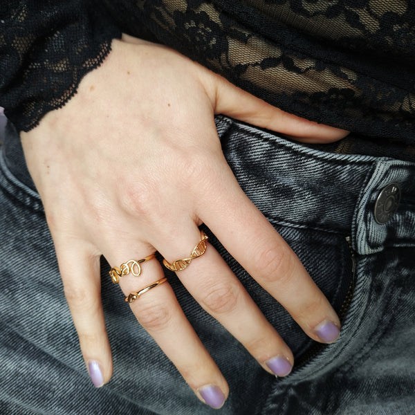 Ring DNA Infinity Unendlichkeit 18k vergoldet / Größe: 53