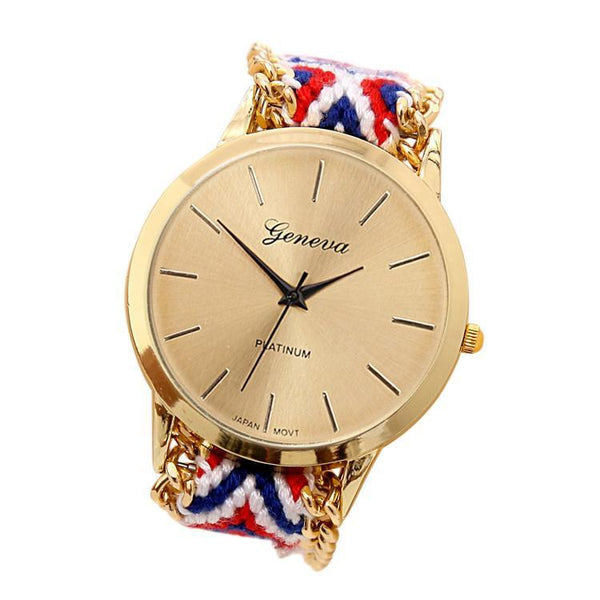 SoulSisters Handmade Flechtarmband Uhr Hippie Blau