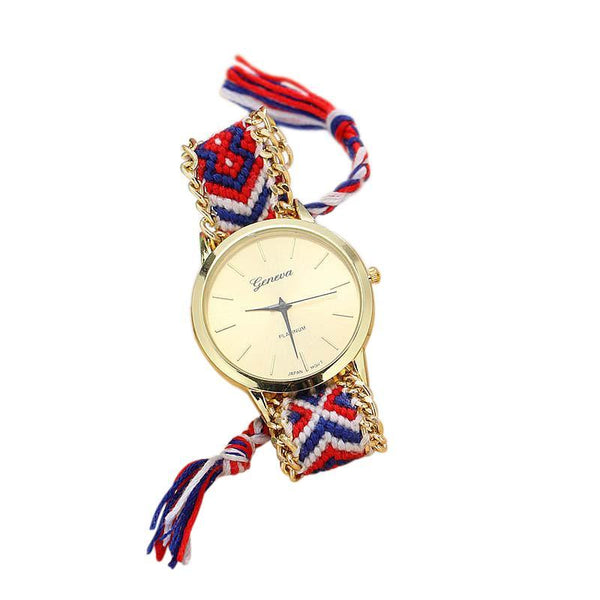 SoulSisters Handmade Flechtarmband Uhr Hippie Blau