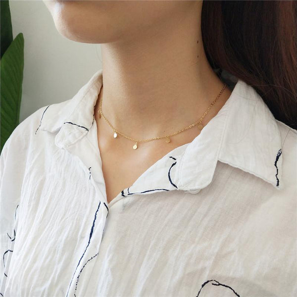 Halskette Choker mit Plättchen aus 925 Sterling Silber vergoldet