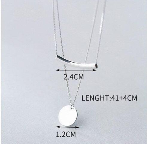 SoulSisters Halskette Halskette Layer mit Anhänger Plättchen & Balken in 925 Sterling Silber