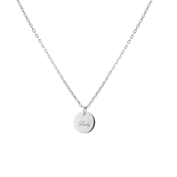 Halskette "LUCKY" mit Plättchen Anhänger in 925 Sterling Silber