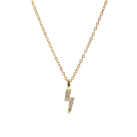 SoulSisters Halskette Halskette mit Anhänger Blitz aus 925 Sterling Silber vergoldet Zirkonia