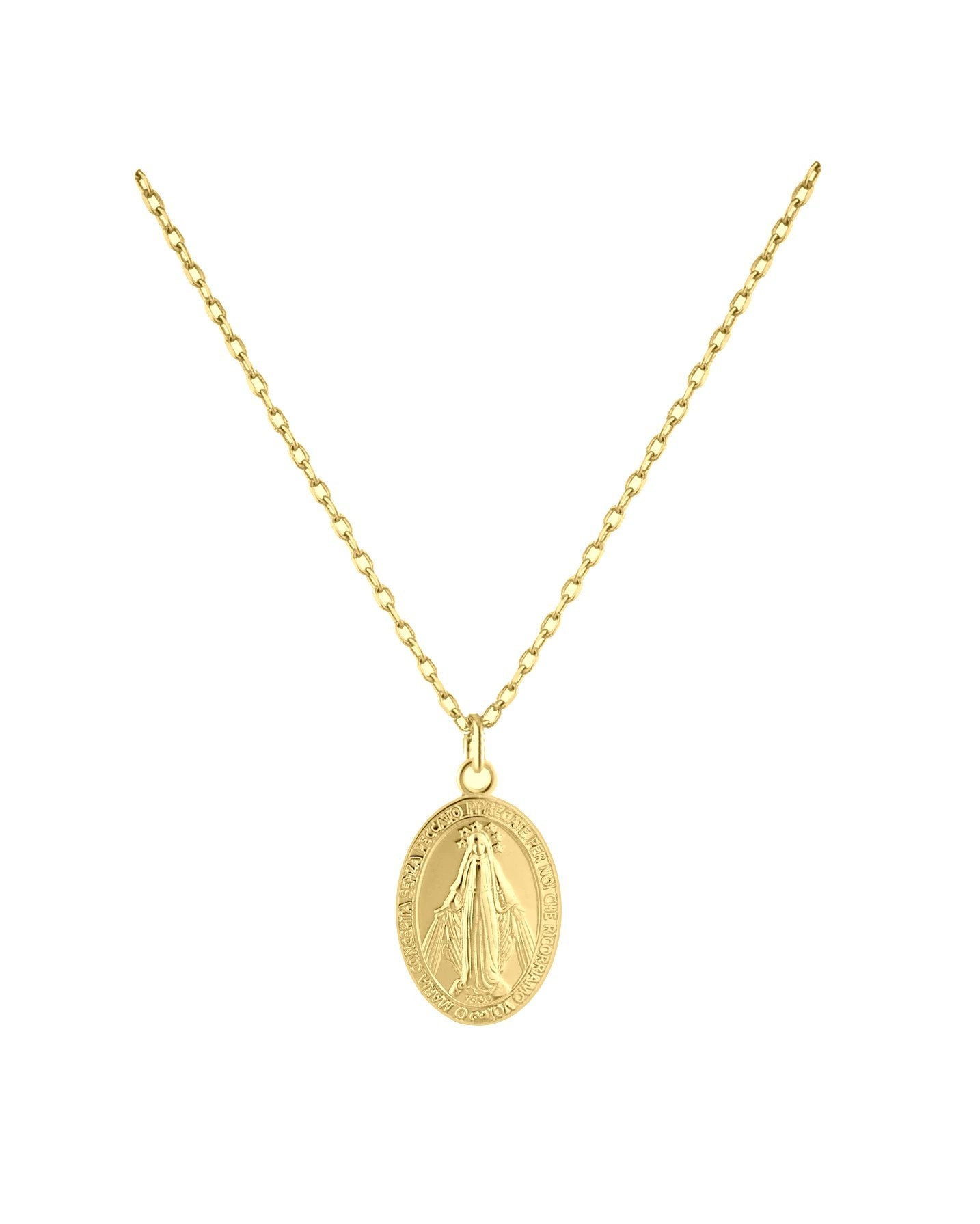 Halskette Vintage Maria Marienbild aus 925 Sterling Silber vergoldet, größenverstellbar