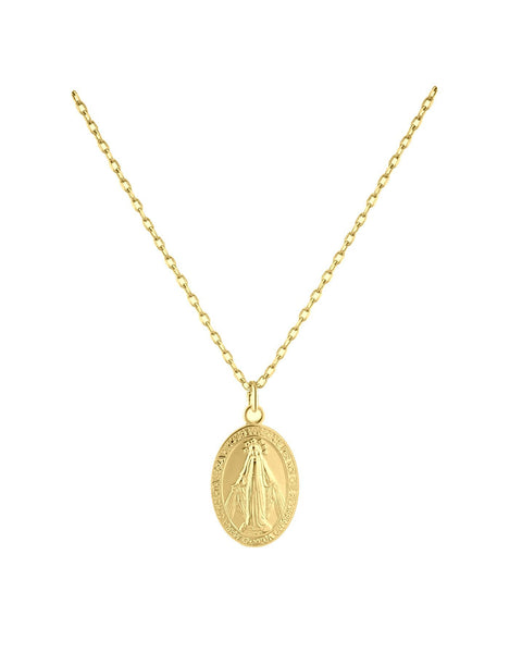 Halskette Vintage Maria Marienbild aus 925 Sterling Silber vergoldet, größenverstellbar