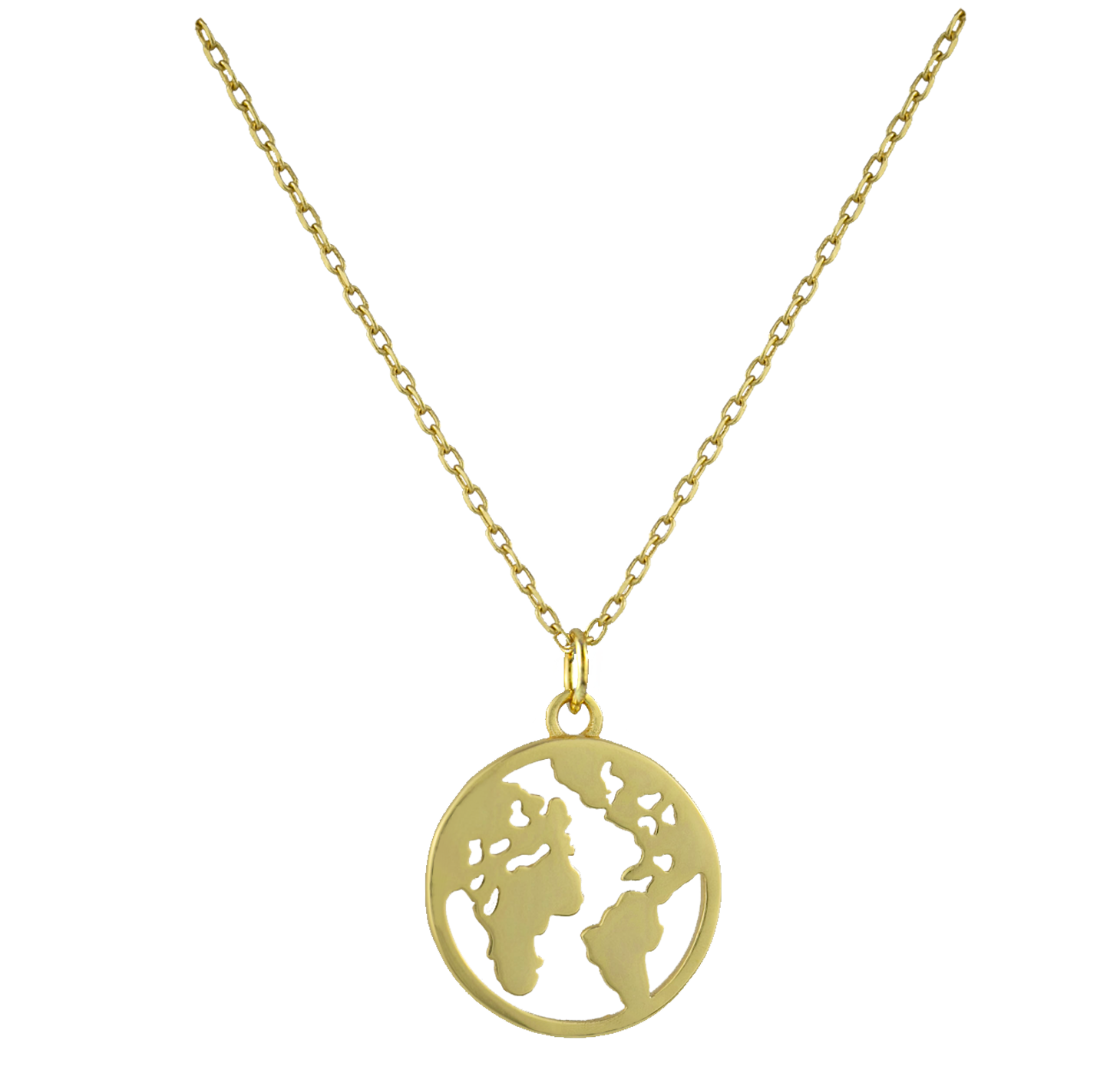 Halskette Wanderlust mit Weltkarte aus 925 Sterling Silber vergoldet