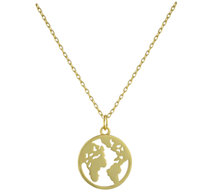 Halskette Wanderlust mit Weltkarte aus 925 Sterling Silber vergoldet