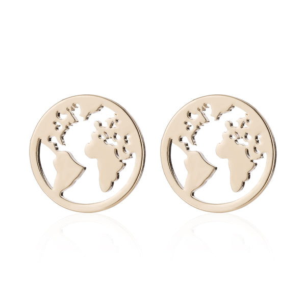 Silberne Ohrringe im minimalistischem Weltkarten Motiv