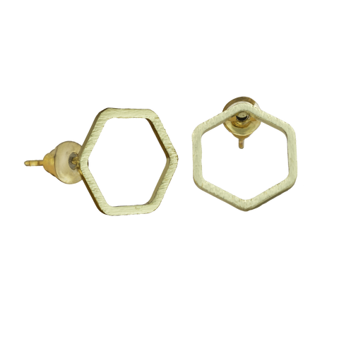 Hexagon Ohrstecker vergoldet