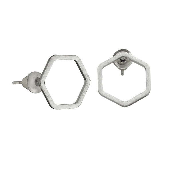 Hexagon Ohrstecker versilbert