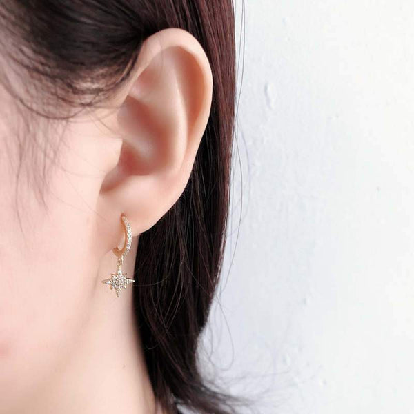 SoulSisters Ohrringe Ohrringe Astro Creolen mit Anhänger Stern & Mond aus 925 Sterling Silber vergoldet Zirkonia