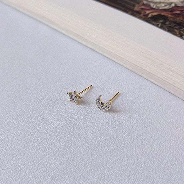SoulSisters Ohrringe Ohrringe Astro Ohrstecker Stern & Mond aus 925 Sterling Silber vergoldet Zirkonia