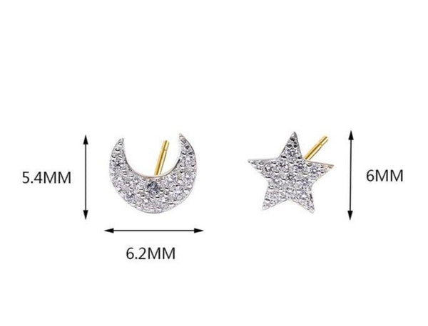 SoulSisters Ohrringe Ohrringe Astro Ohrstecker Stern & Mond aus 925 Sterling Silber vergoldet Zirkonia