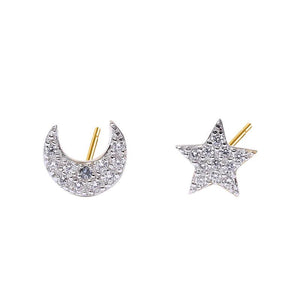 SoulSisters Ohrringe Ohrringe Astro Ohrstecker Stern & Mond aus 925 Sterling Silber vergoldet Zirkonia