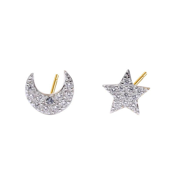 SoulSisters Ohrringe Ohrringe Astro Ohrstecker Stern & Mond aus 925 Sterling Silber vergoldet Zirkonia