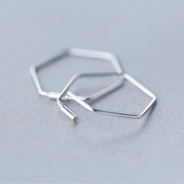 Ohrringe aus 925 Sterling Silber Creolen Hexagon Form