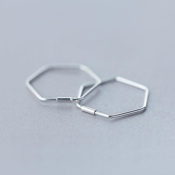 Ohrringe aus 925 Sterling Silber Creolen Hexagon Form