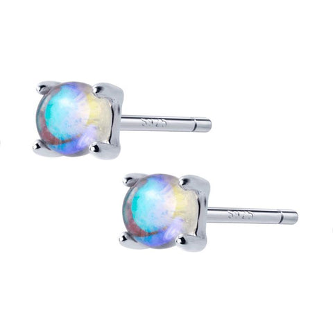 Ohrringe aus 925 Sterling Silber Ohrstecker mit Mondstein-Optik