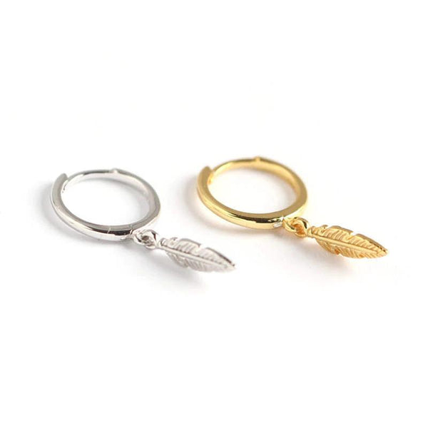 SoulSisters Ohrringe Ohrringe Boho Creolen mit Feder-Anhänger aus 925 Sterling Silber