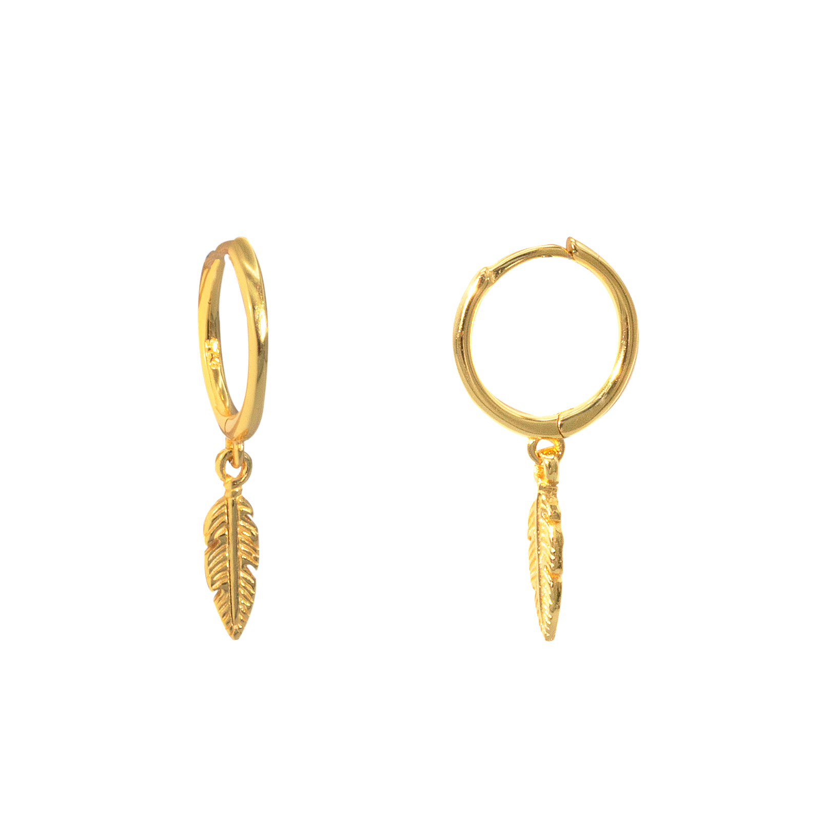 SoulSisters Ohrringe Ohrringe Boho Creolen mit Feder-Anhänger aus 925 Sterling Silber