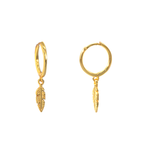 SoulSisters Ohrringe Ohrringe Boho Creolen mit Feder-Anhänger aus 925 Sterling Silber