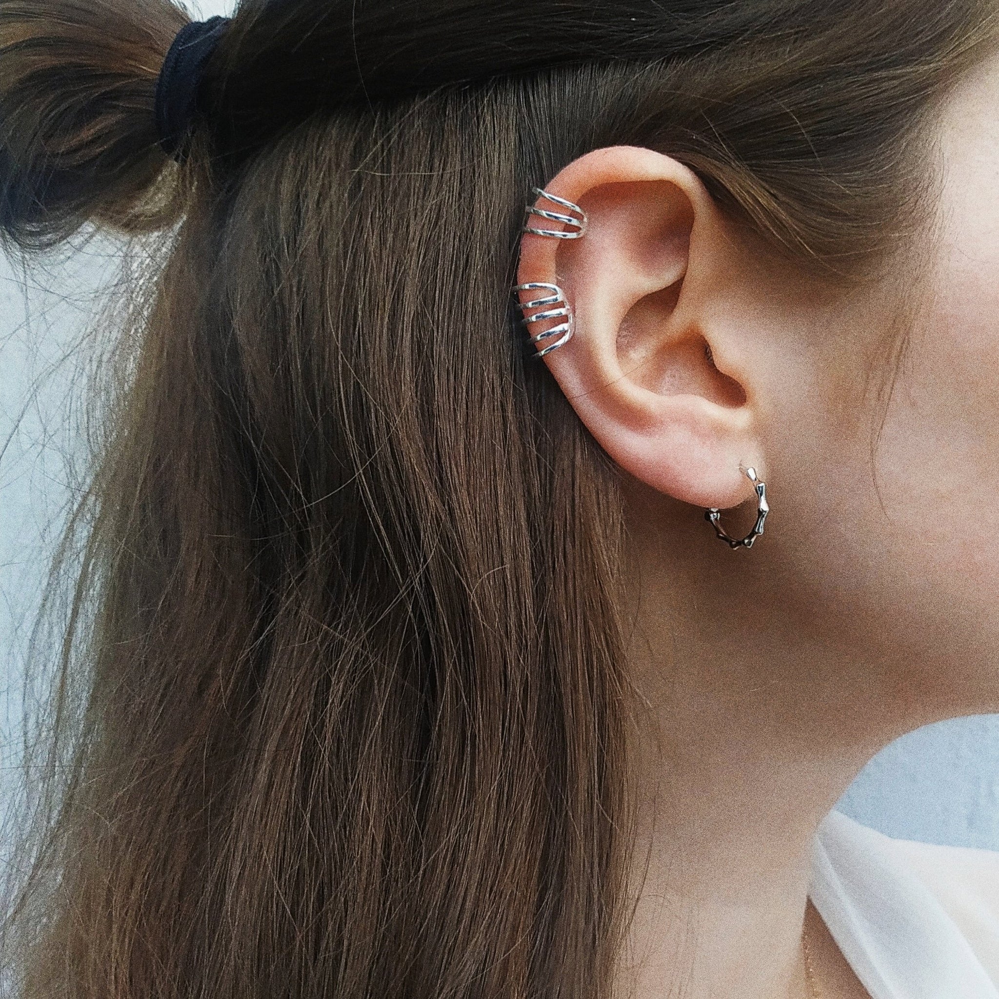 Ohrringe Creolen Bambus aus 925 Sterling Silber   SoulSisters-Lieblingsschmuck