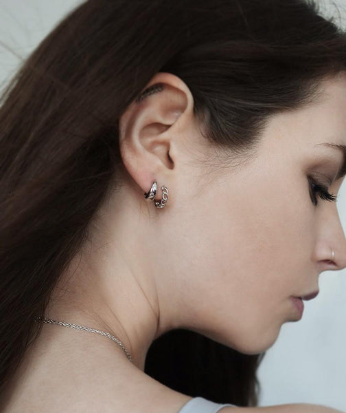 SoulSisters Ohrringe Ohrringe Creolen geflochtene Glieder aus 925 Sterling Silber vergoldet
