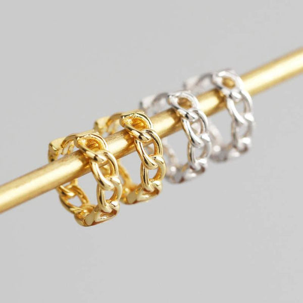 SoulSisters Ohrringe Ohrringe Creolen geflochtene Glieder aus 925 Sterling Silber vergoldet