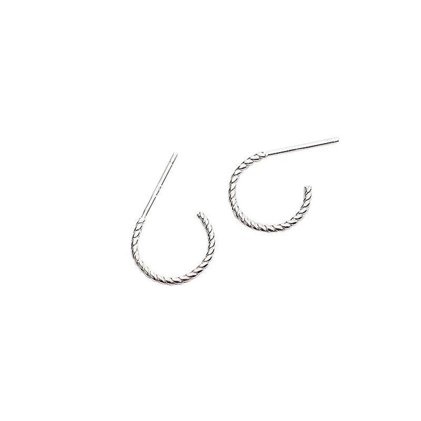 Ohrringe Creolen geriffelt aus 925 Sterling Silber, 12mm