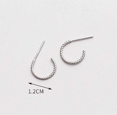 Ohrringe Creolen geriffelt aus 925 Sterling Silber, 12mm