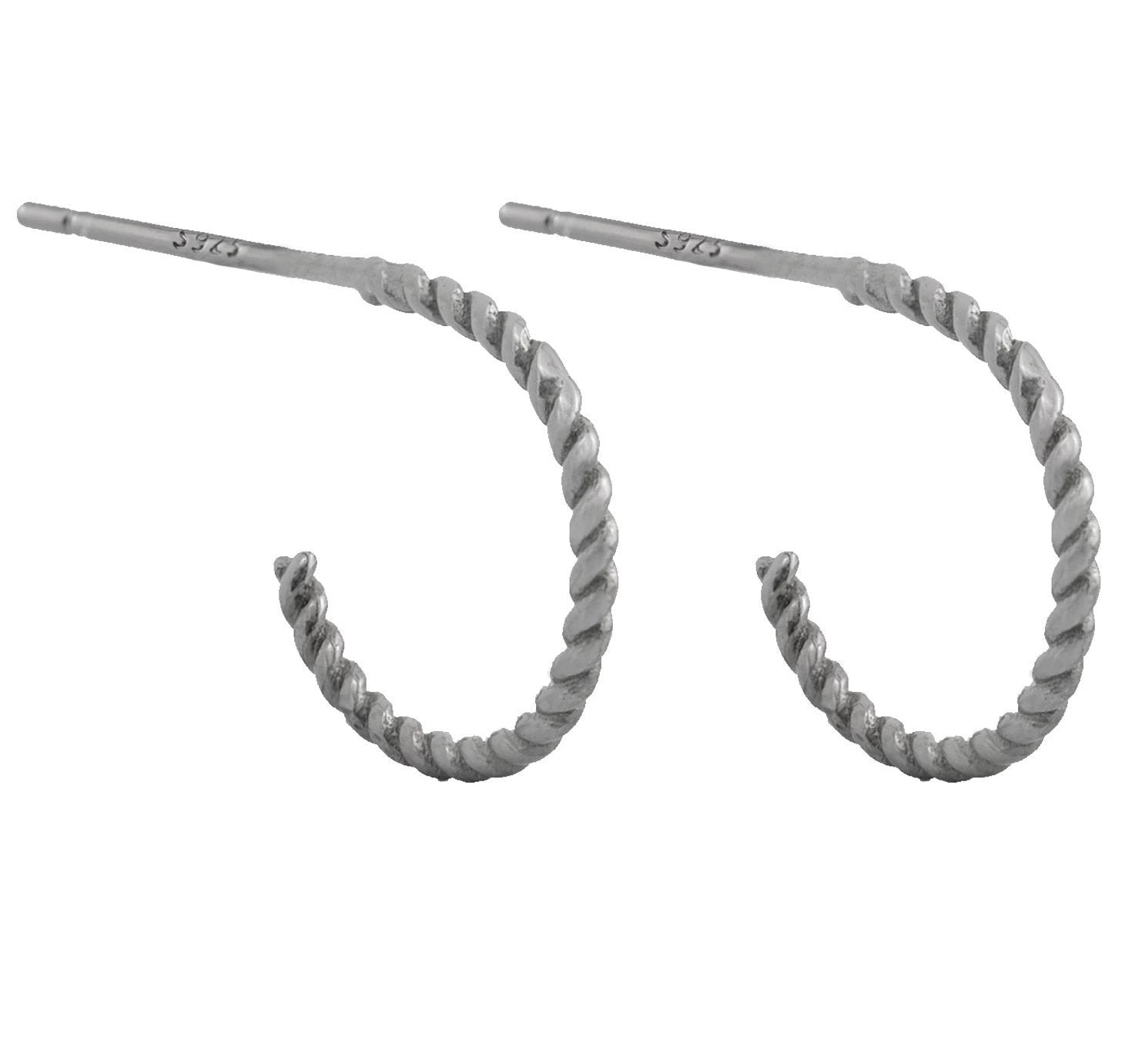 Ohrringe Creolen geriffelt aus 925 Sterling Silber, 12mm