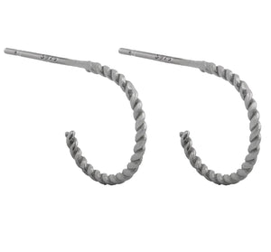 Ohrringe Creolen geriffelt aus 925 Sterling Silber, 12mm