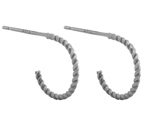 Ohrringe Creolen geriffelt aus 925 Sterling Silber, 12mm