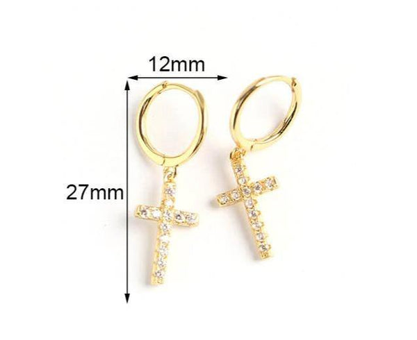SoulSisters Ohrringe Ohrringe Creolen mit Kreuz-Anhänger aus 925 Sterling Silber Zirkonia